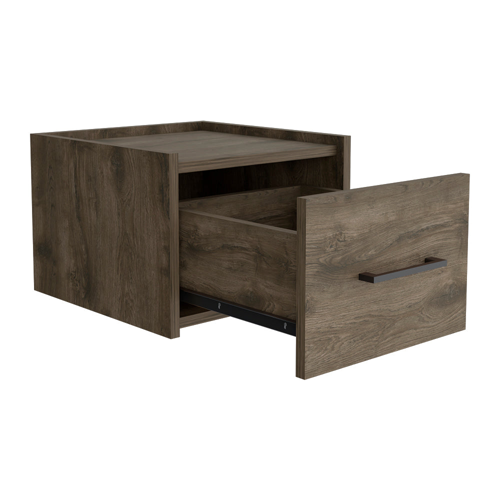 Floating Nightstand Calion Compact Design with Handy Drawer Storage, Dark Brown Finish-3