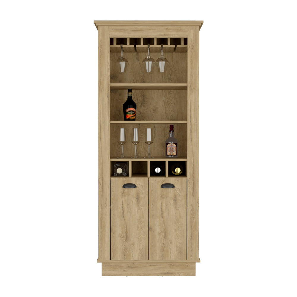 Bar Cabinet Provo, Wine Racks and Glass Holder, Macadamia Finish-5