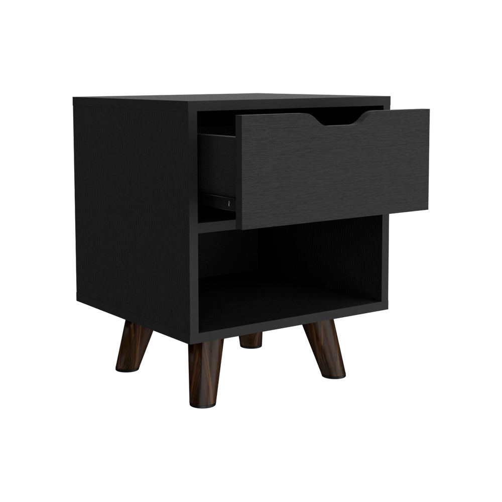 Nightstand Carleen, Sturdy Wooden Legs, Black Wengue Finish-6