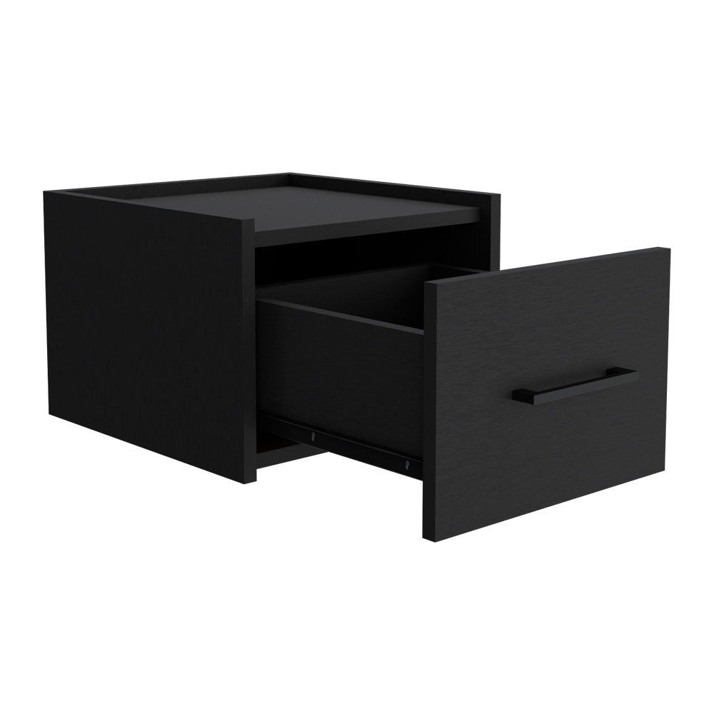 Floating Nightstand Calion Compact Design with Handy Drawer Storage, Black Wengue Finish-5