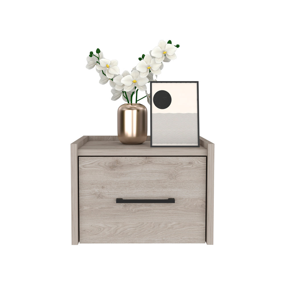 Floating Nightstand Calion Compact Design with Handy Drawer Storage, Light Gray Finish-5