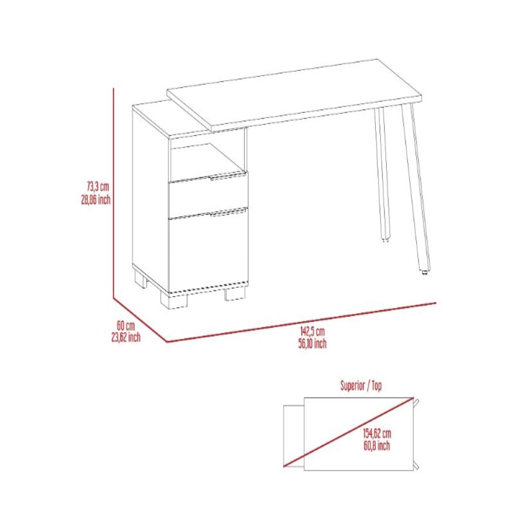 Writing Desk Madagascar, Two Legs, One Drawer, Mahogany Finish-7