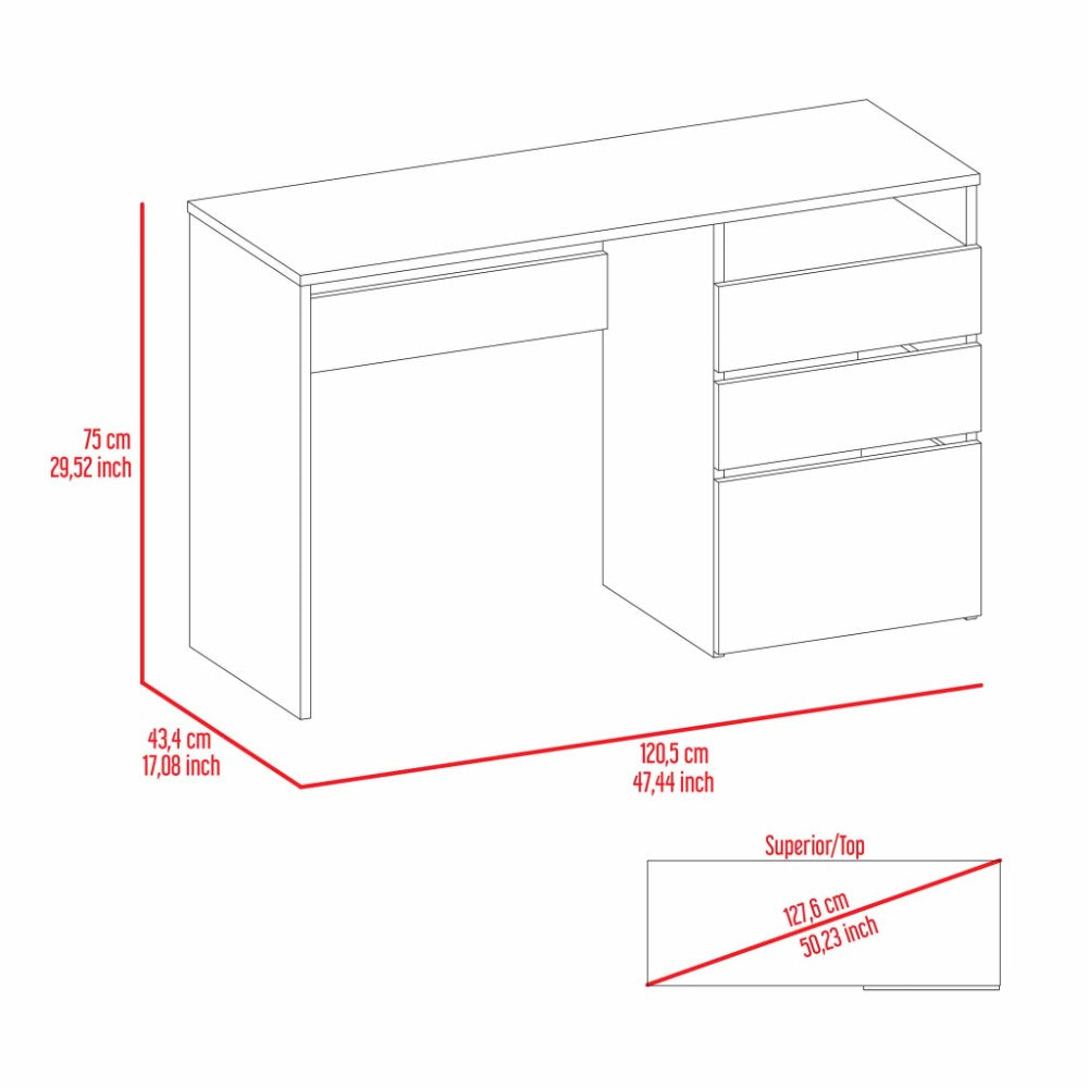 Computer Desk San Diego, One Shelf, Light Gray Finish-7