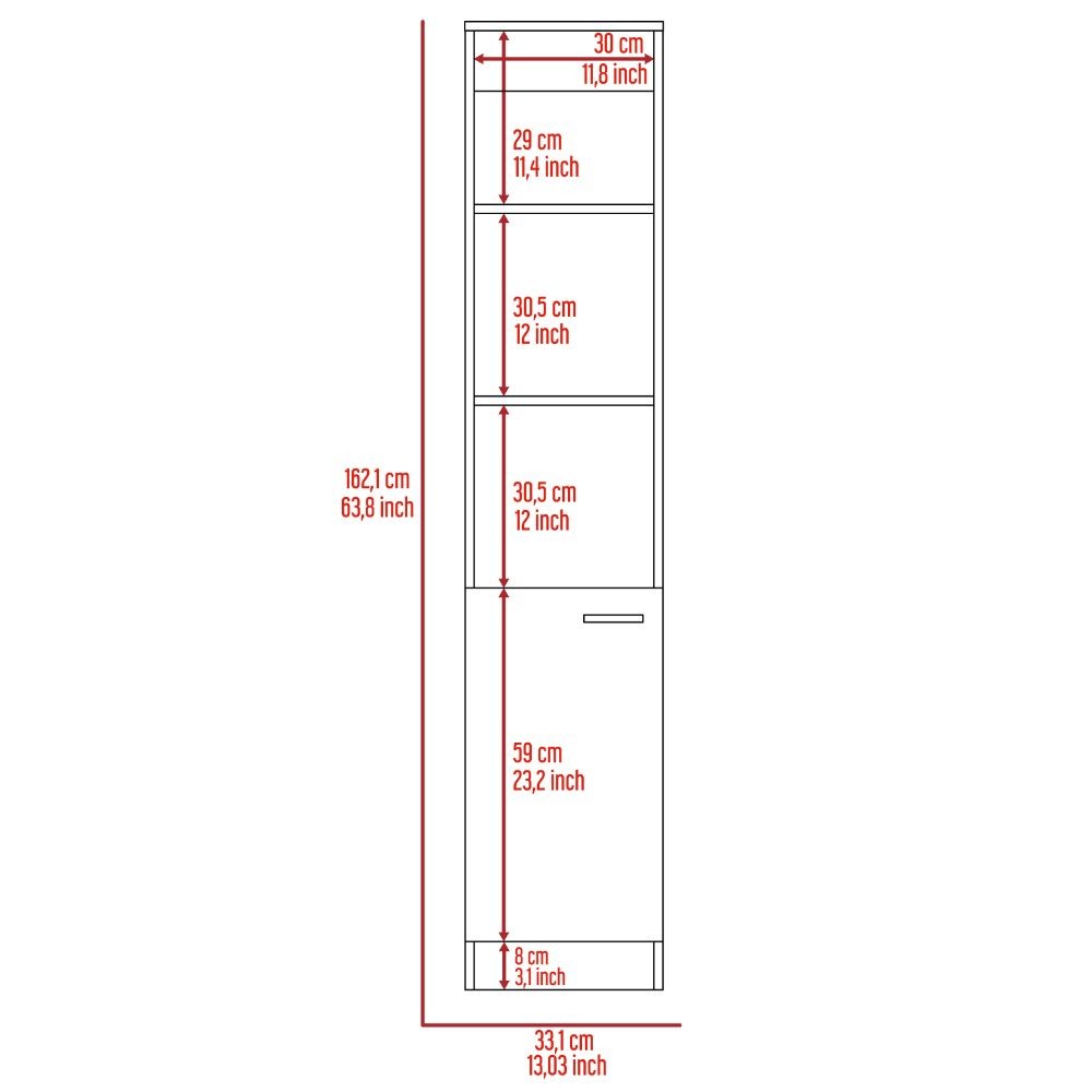 Linen Cabinet Emmett, Two Interior Shelves, Black Wengue Finish-5