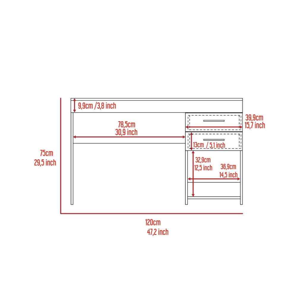 Computer Desk Limestone, Two Drawers, Light Gray Finish-8