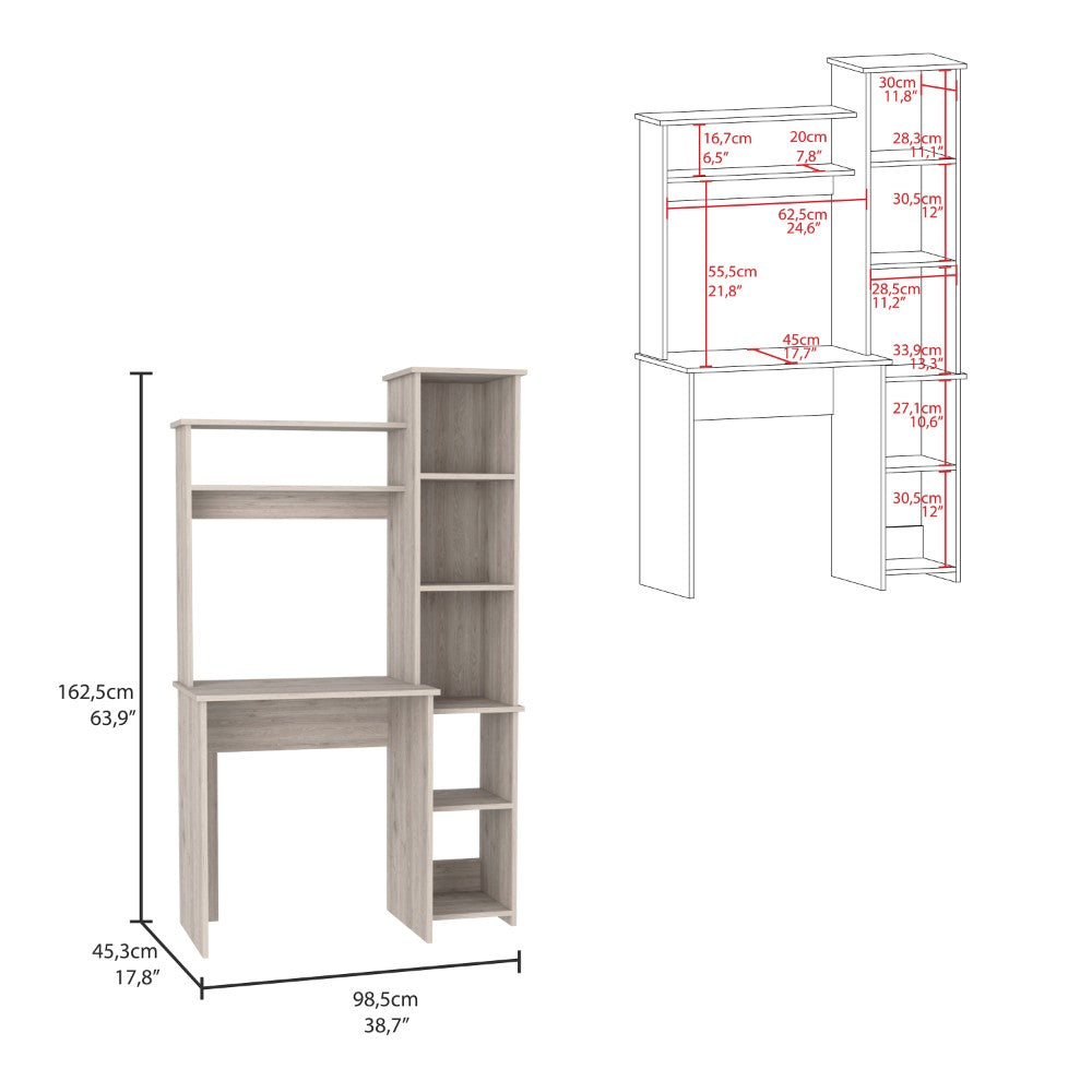 Desk Logan, Five Cubbies, Light Gray Finish-5