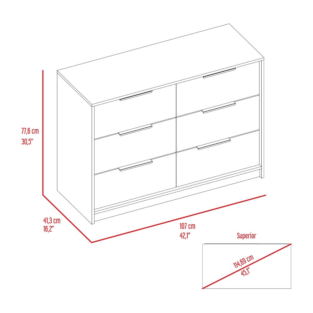 4 Drawer Double Dresser Maryland, Metal Handle, Black Wengue / Pine Finish-8