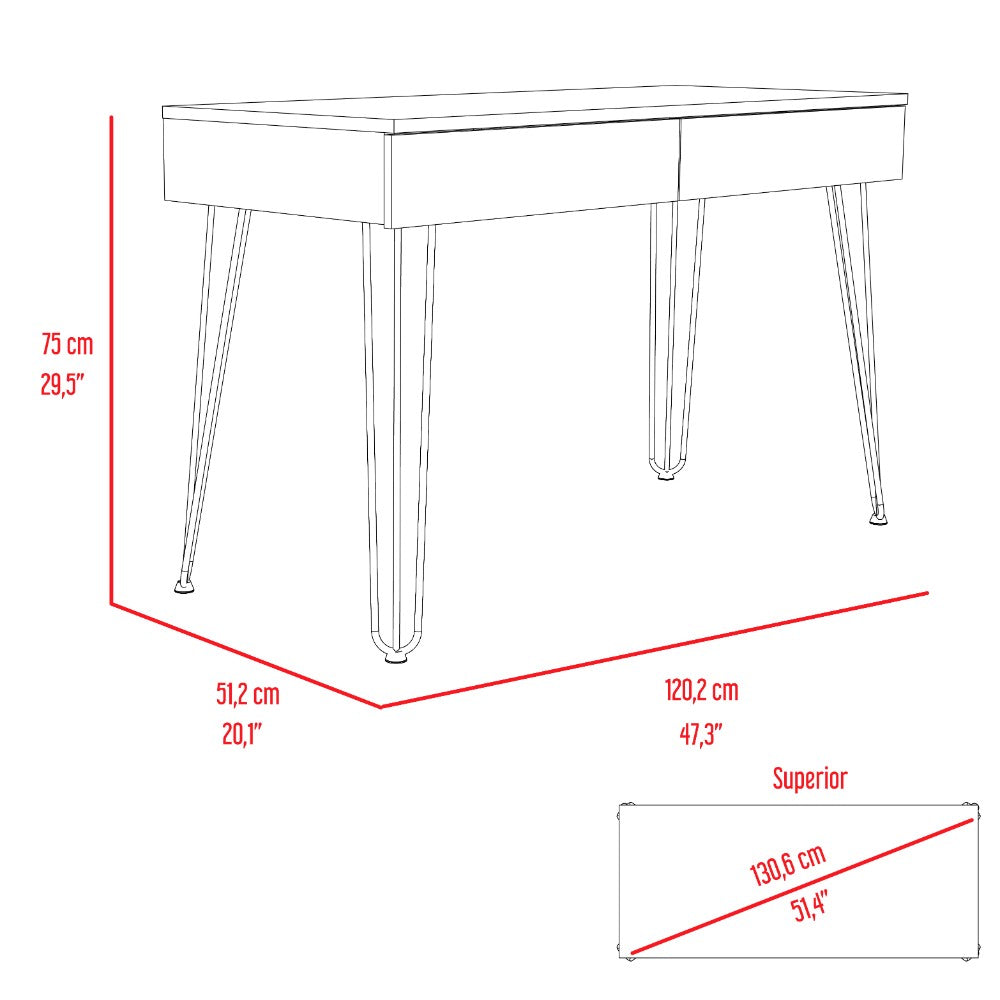 Desk Hinsdale with Hairpin Legs and Two Drawers, Black Wengue Finish-8