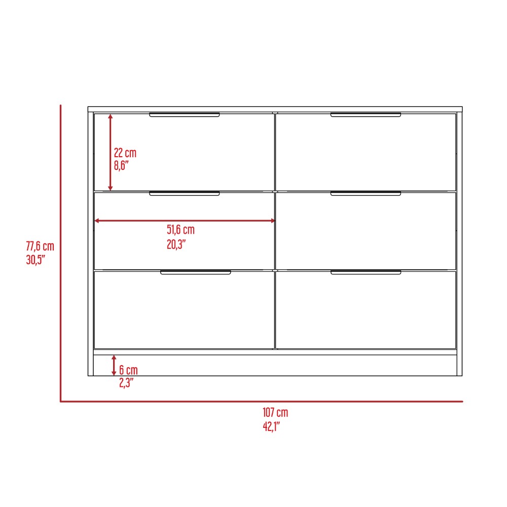 4 Drawer Double Dresser Maryland, Metal Handle, Black Wengue / Pine Finish-7