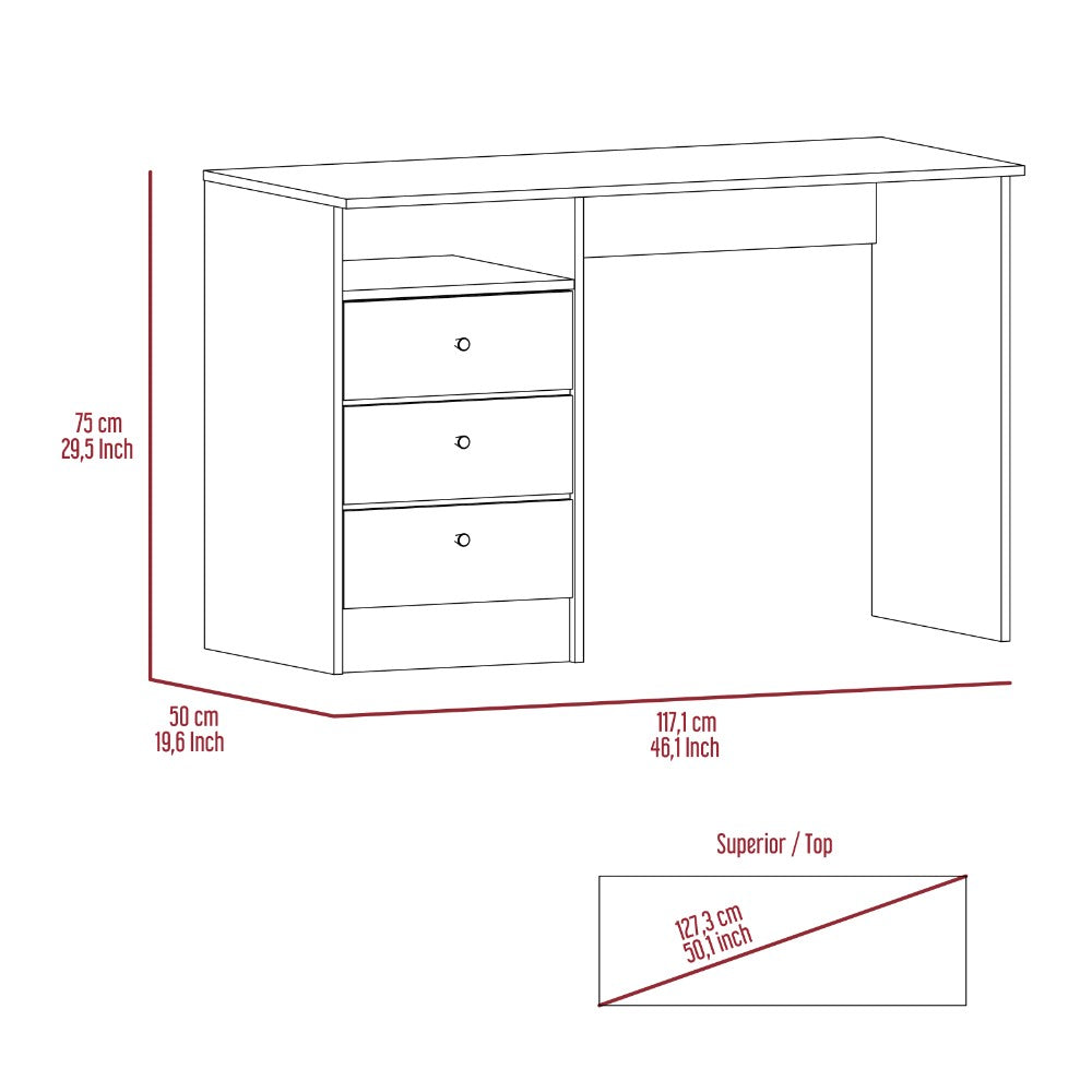 Computer Desk Fremont with Three Drawers, Smokey Oak Finish-7