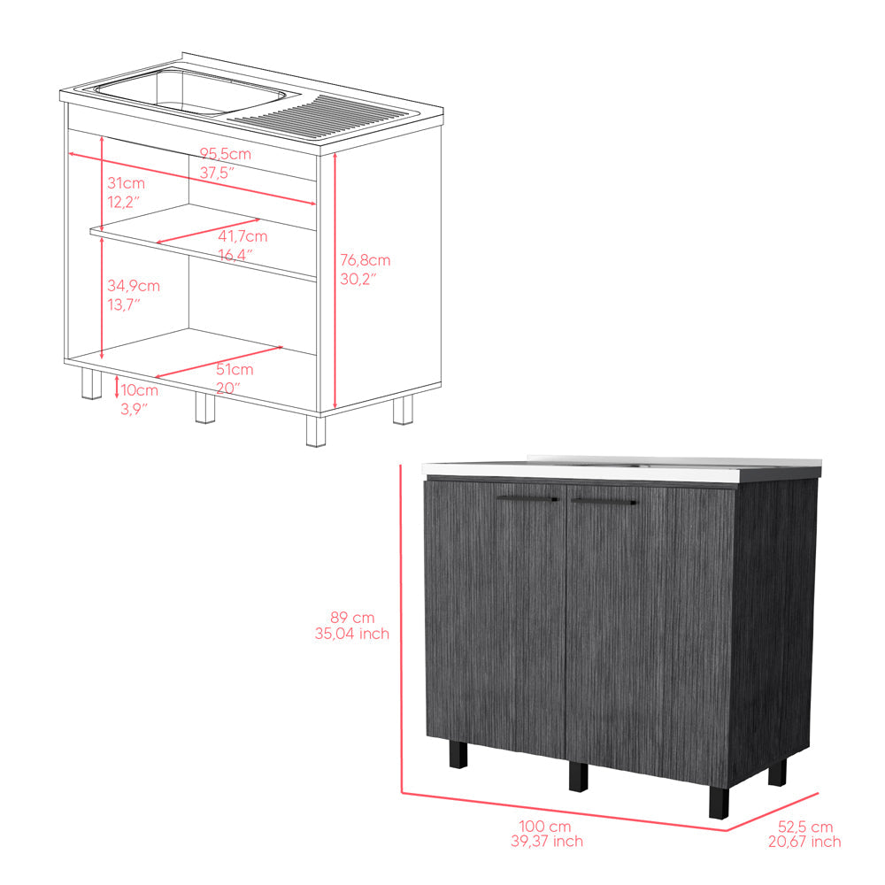 Sink Cabinet Utility,Sink Cabinet, Burwood, Smokey Oak, Smokey Oak Finish-6