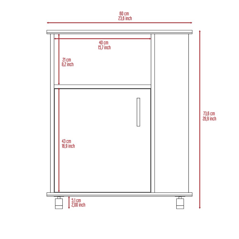 Kitchen Cart Newark, Three Side Shelves, White Finish-7