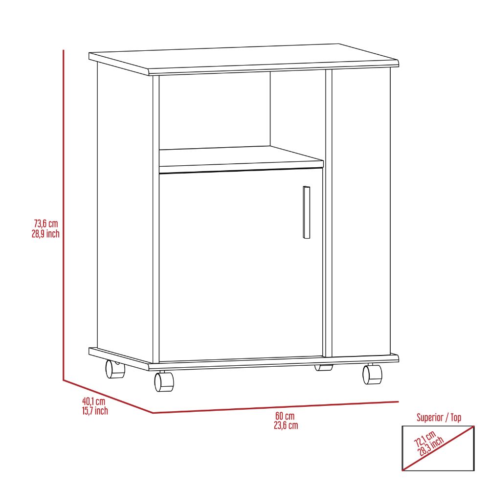 Kitchen Cart Newark, Three Side Shelves, White Finish-8