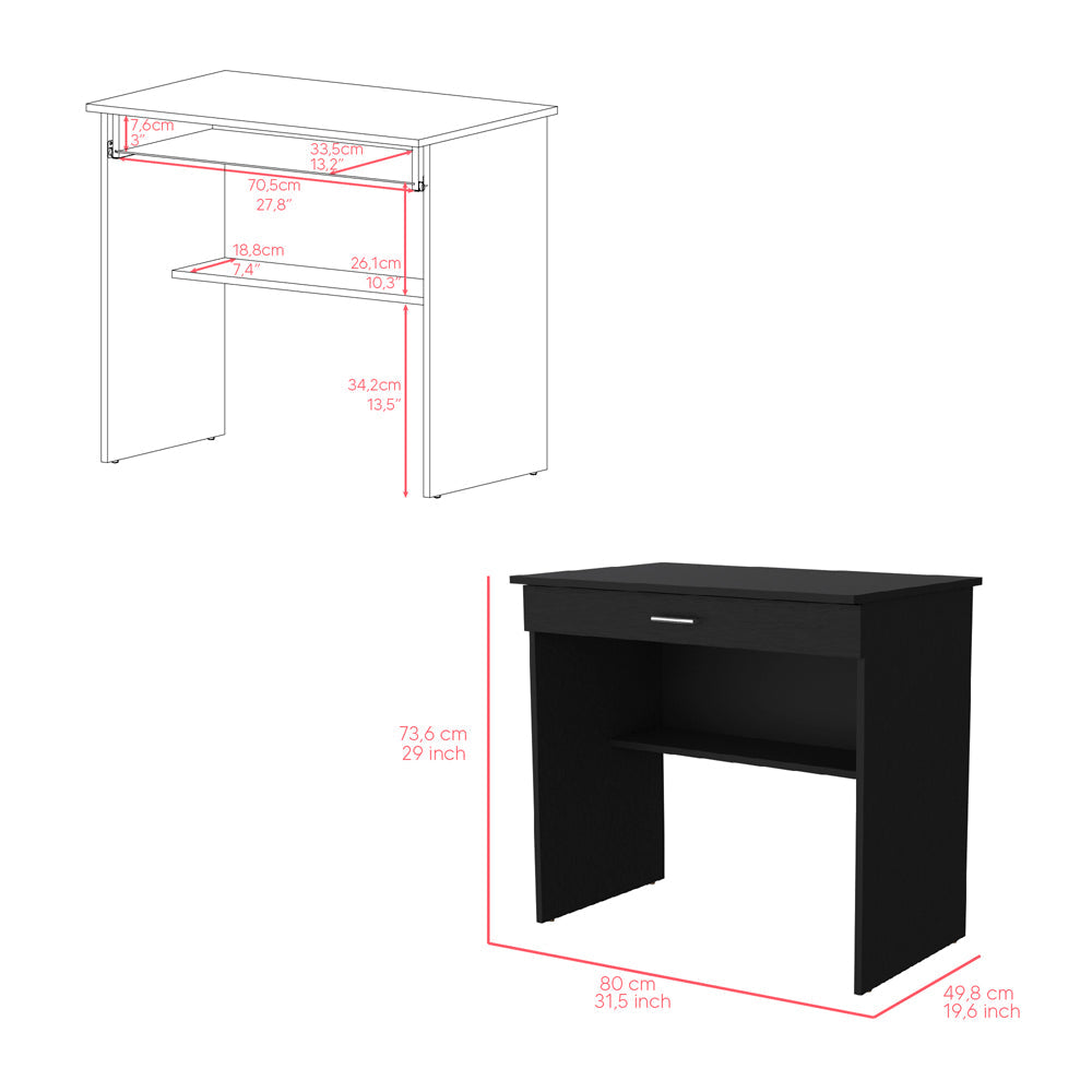 Desk Eden, One Open Shelf, One Drawer, Black Wengue Finish-6