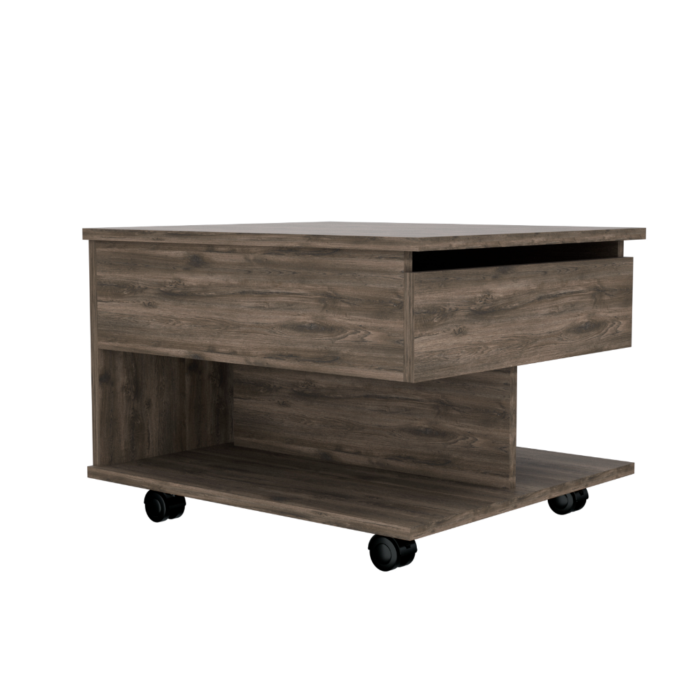 Lift Top Coffee Table Mercuri, Casters, Dark Brown Finish-5