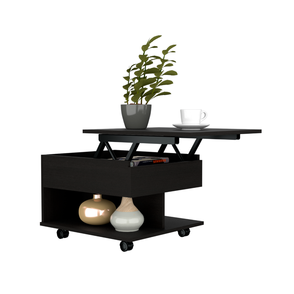 Lift Top Coffee Table Mercuri, Casters, Black Wengue Finish-4