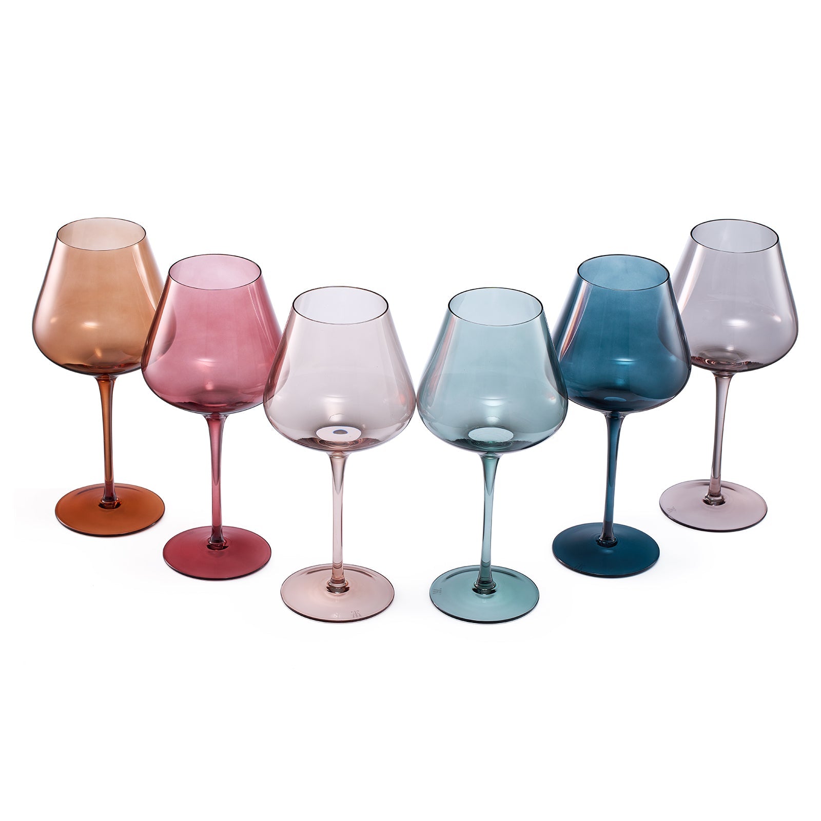 Colored Crystal Wine Glass Set of 6, Gift For Hosting, Her, Wife, Mom Friend - Large 20 oz Glasses, Unique Italian Style Tall Drinkware - Red & White, Dinner, Color Beautiful Glassware - (Pastel)-4