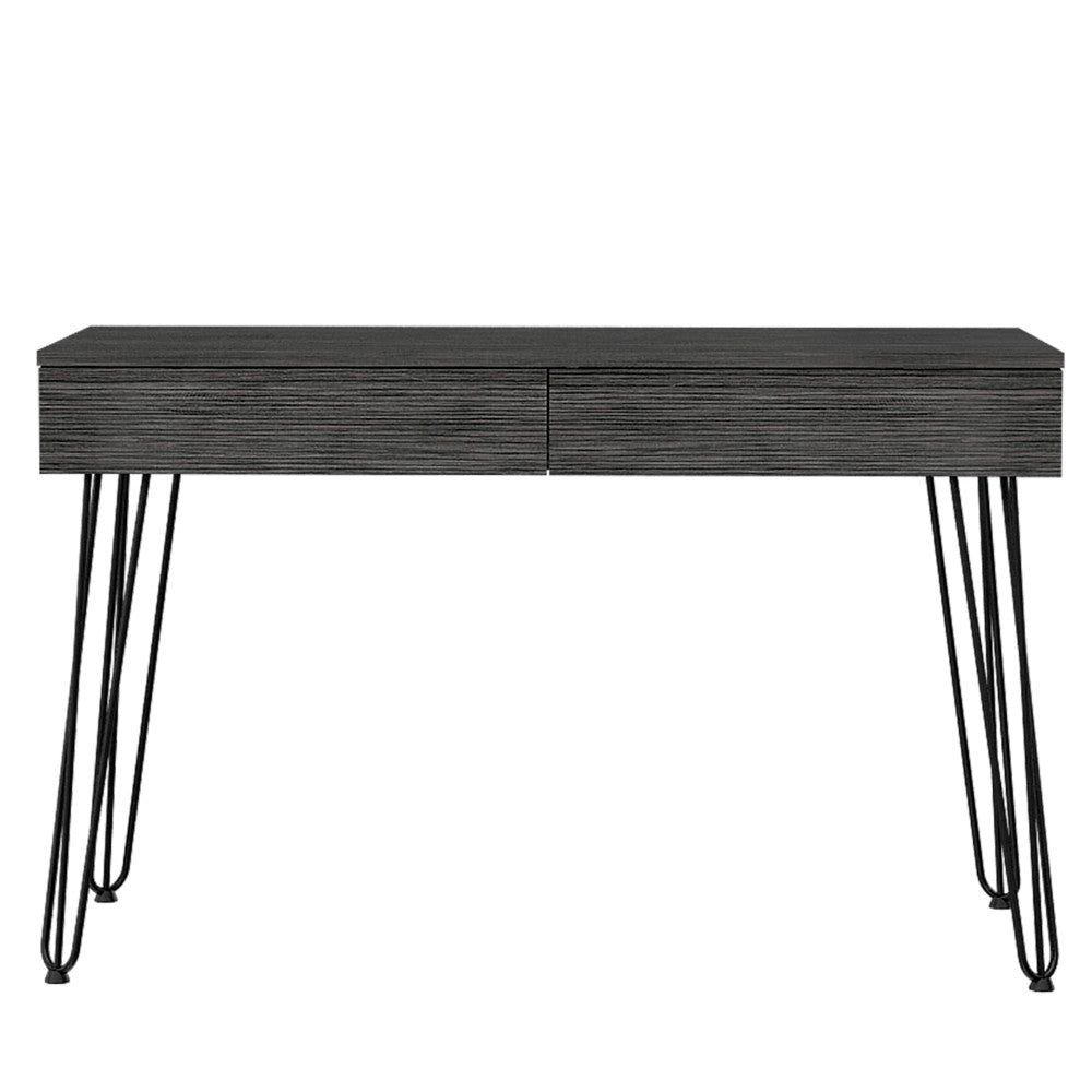 Desk Hinsdale with Hairpin Legs and Two Drawers, Black Wengue Finish-5