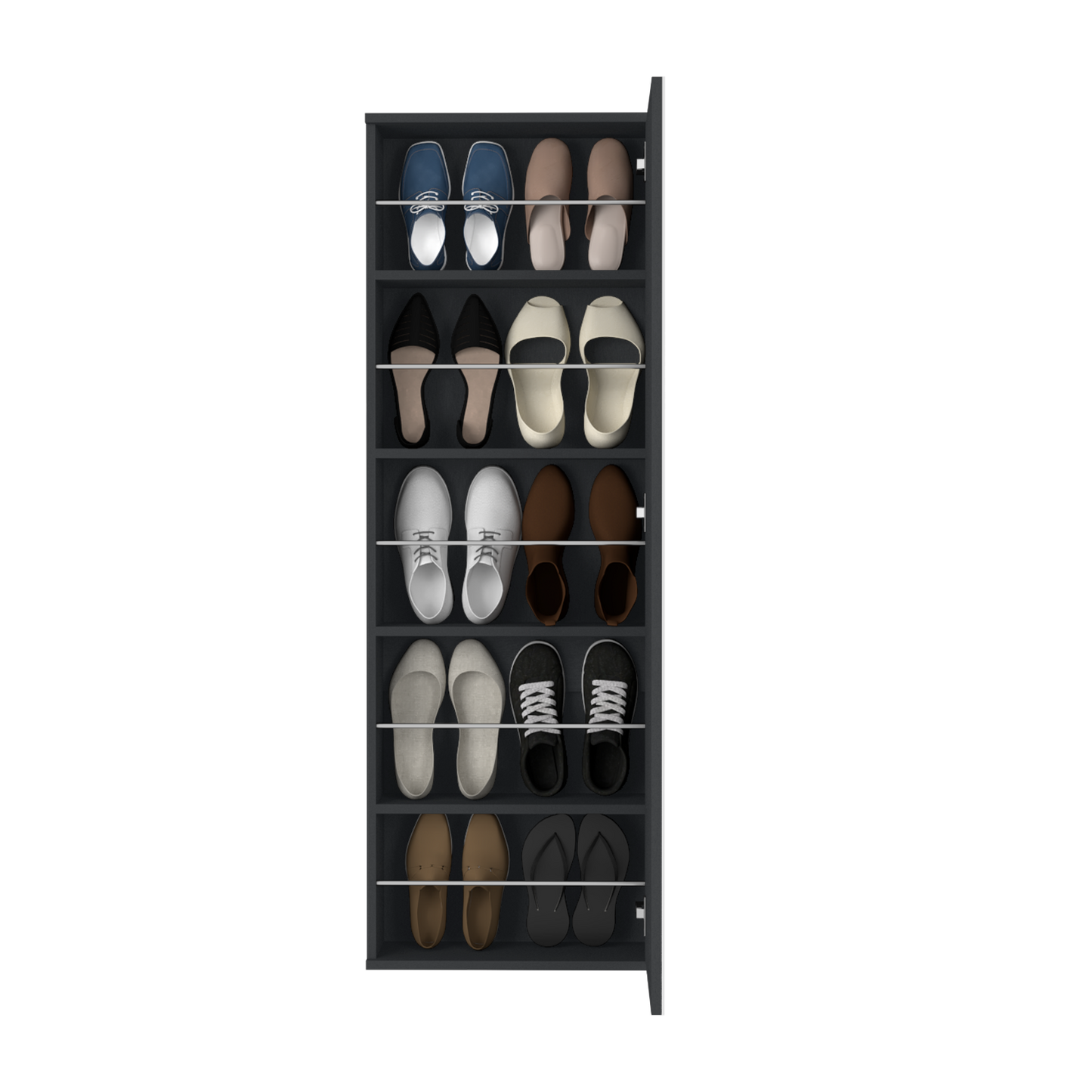 Wall Mounted Shoe Rack With Mirror Chimg, Single Door, Black Wengue Finish-4