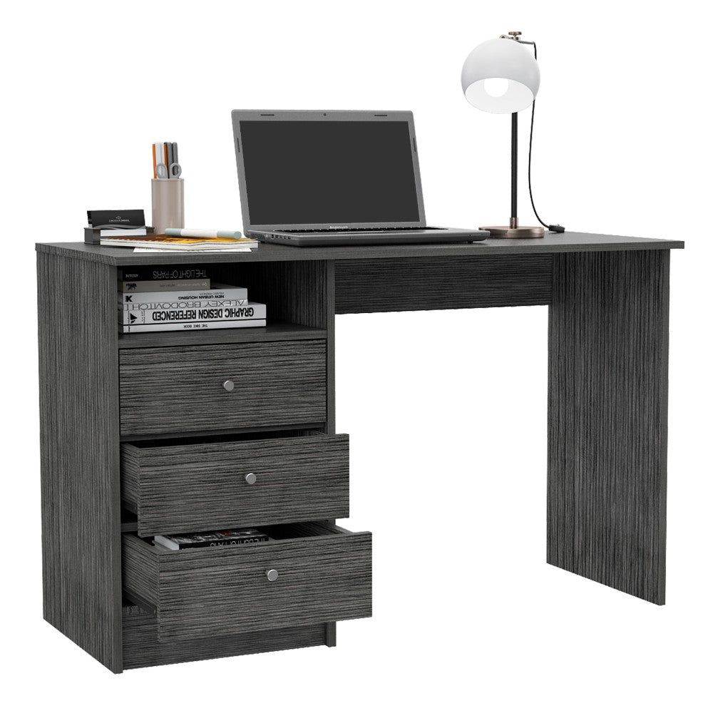 Computer Desk Fremont with Three Drawers, Smokey Oak Finish-4