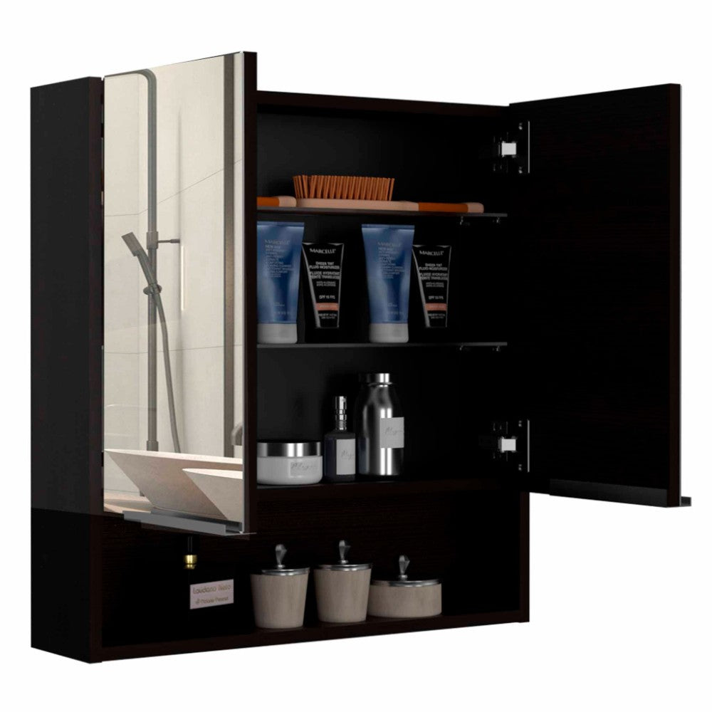 Medicine Cabinet with Mirror  Lexington,Three Internal Shelves, Black Wengue Finish-4