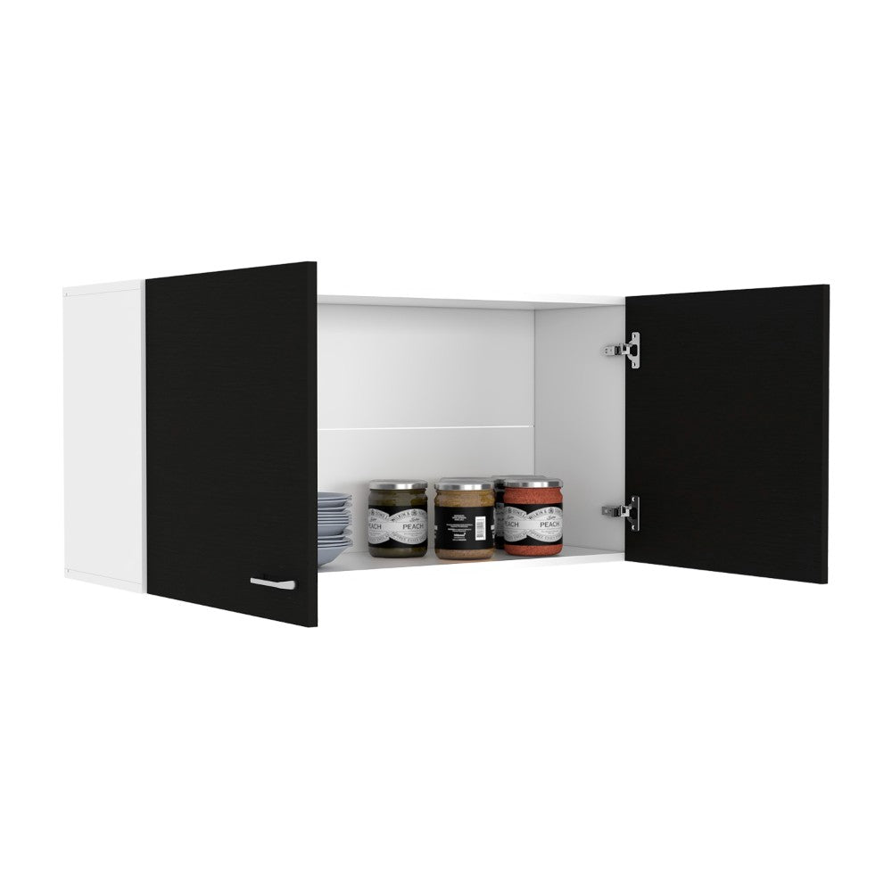 Wall Cabinet Toran, Two Shelves, Double Door, Black Wengue Finish-3