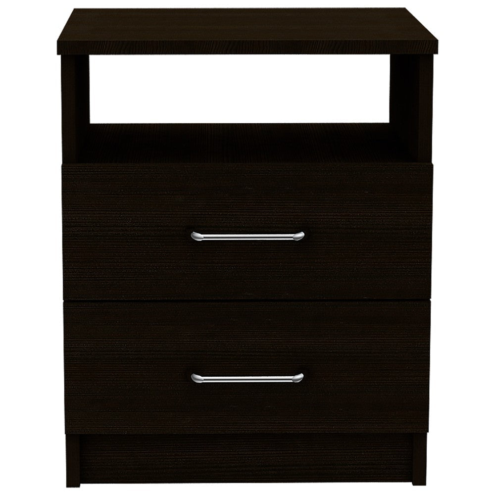 Nightstand Olivenza, Two Drawers, Black Wengue Finish-6