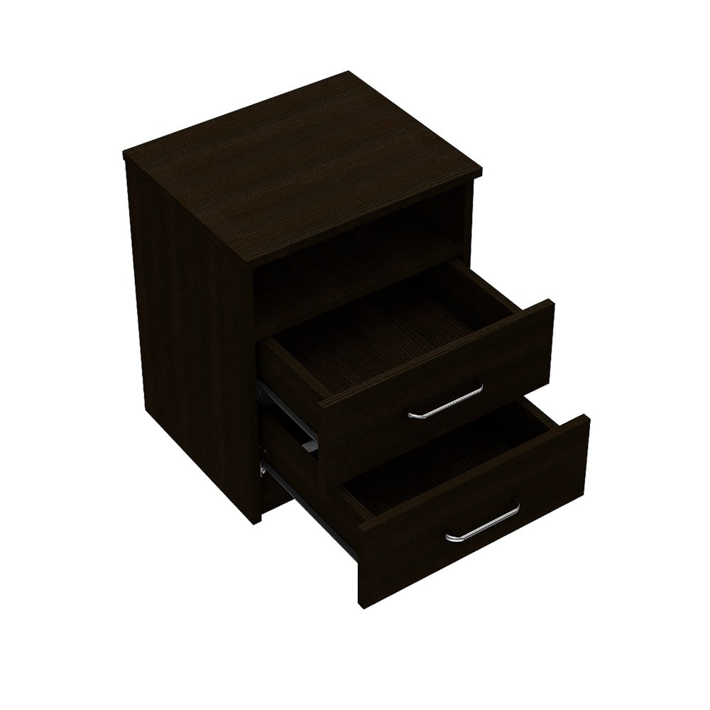 Nightstand Olivenza, Two Drawers, Black Wengue Finish-7