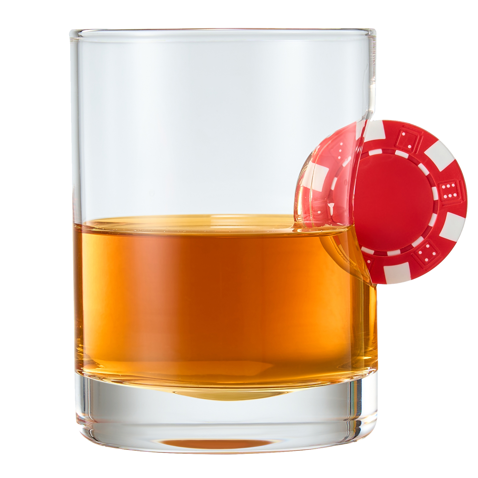 Poker Chip Whiskey & Wine Glasses | SINGLE | Up The Ante Stuck In The Glass Poker Chip Cocktail Glassware, Gambler Gift, Artisanal Crystal Glassware - Gift Idea for Him, Summer, Housewarming (20 OZ)-0