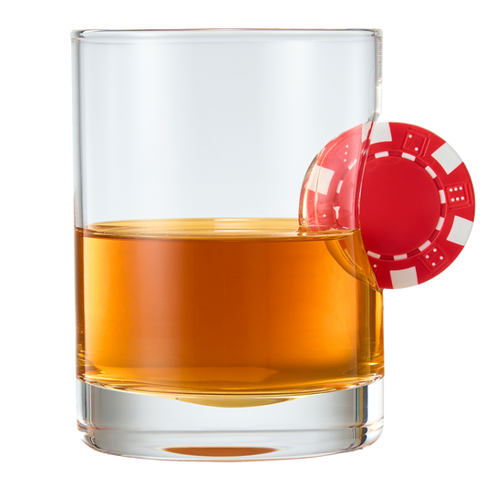 Poker Chip Whiskey & Wine Glasses | SINGLE | Up The Ante Stuck In The Glass Poker Chip Cocktail Glassware, Gambler Gift, Artisanal Crystal Glassware - Gift Idea for Him, Summer, Housewarming (20 OZ)-0