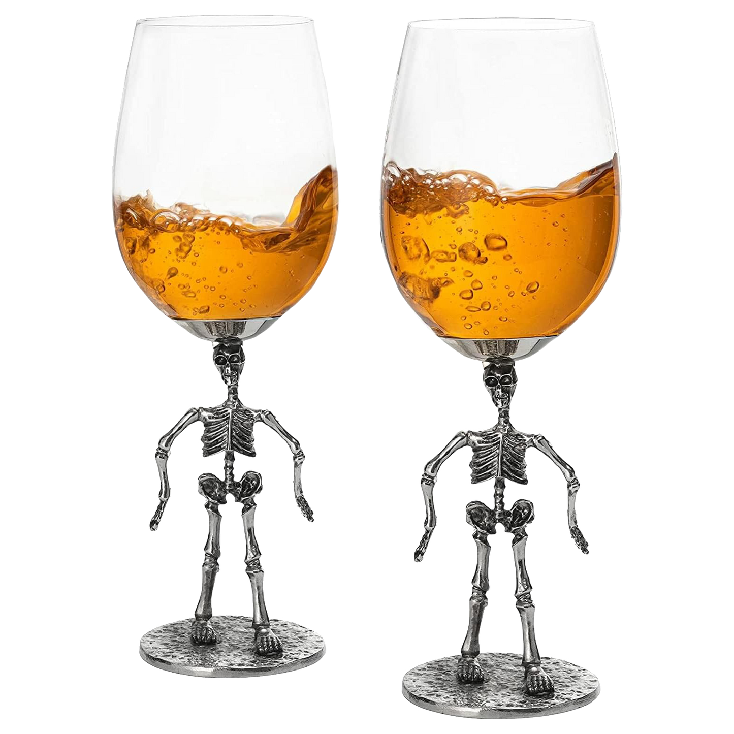 Stemmed Skeleton Wine Glass Set of 2 by The Wine Savant - 12oz Skeleton Glasses 10" H, Goth Gifts, Skeleton Gifts, Skeleton Decor, Spooky Wine Gift Set, Perfect for Halloween Themed Parties-0