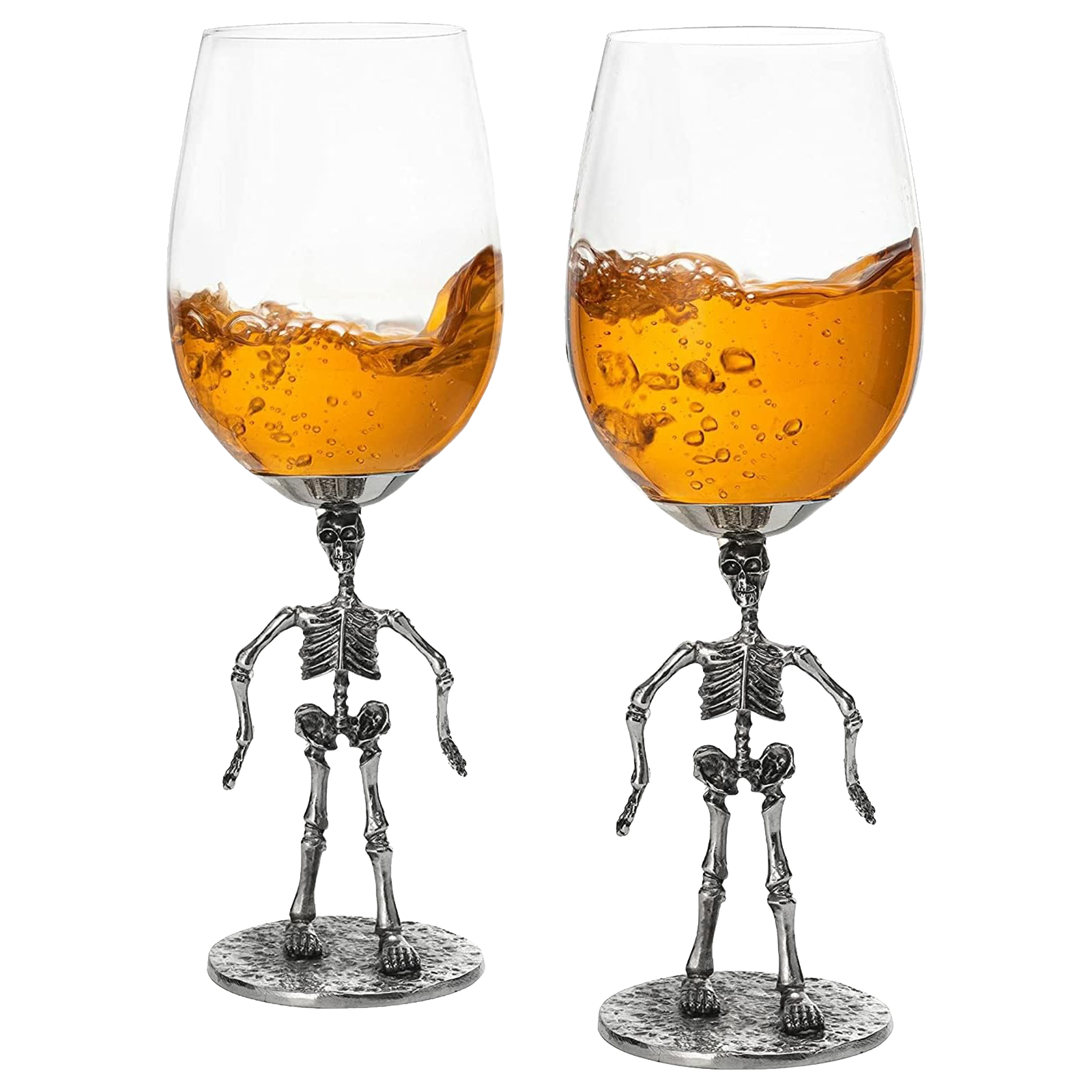 Stemmed Skeleton Wine Glass Set of 2 by The Wine Savant - 12oz Skeleton Glasses 10" H, Goth Gifts, Skeleton Gifts, Skeleton Decor, Spooky Wine Gift Set, Perfect for Halloween Themed Parties-0