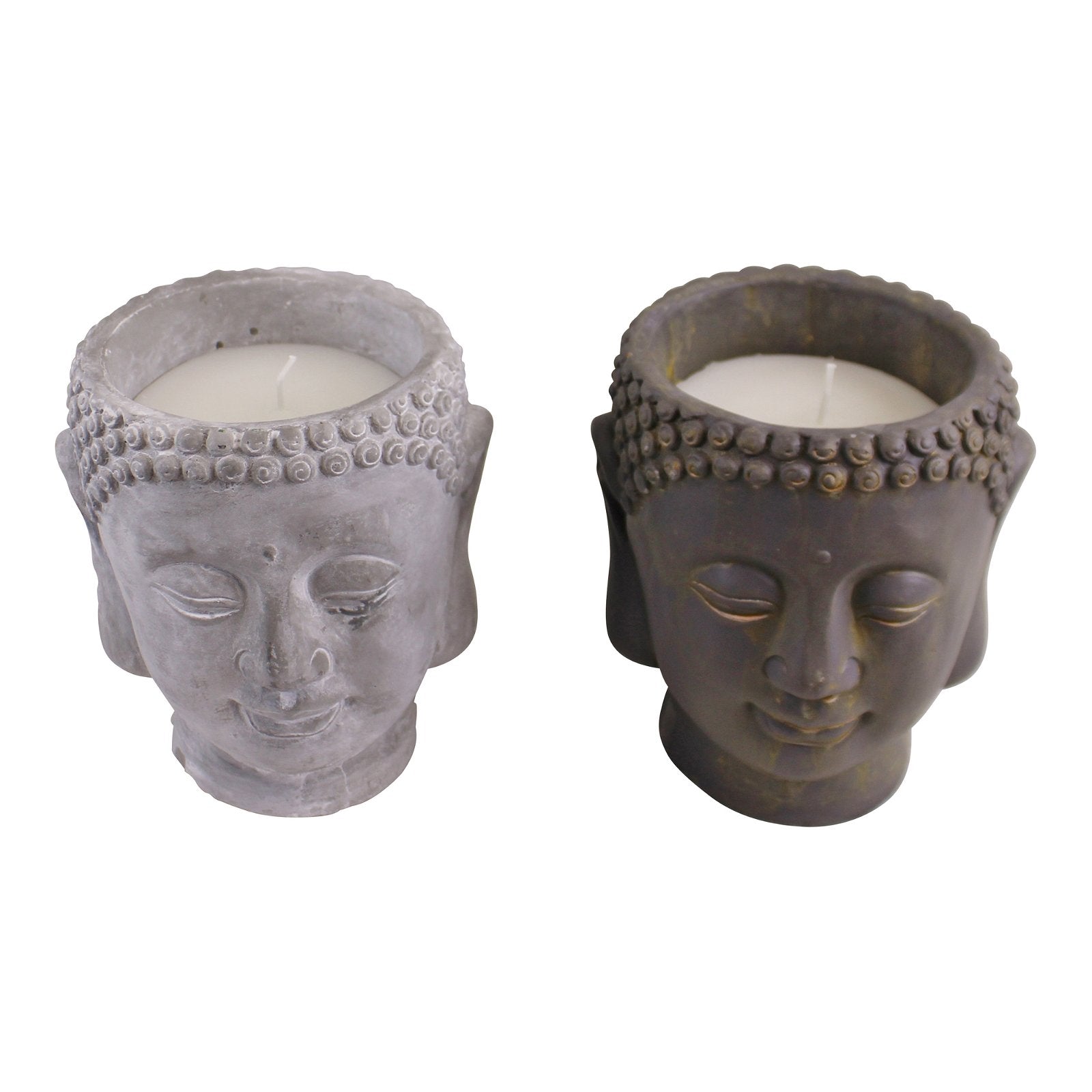 Set of 2 Large Cement Buddha Design Candles-2