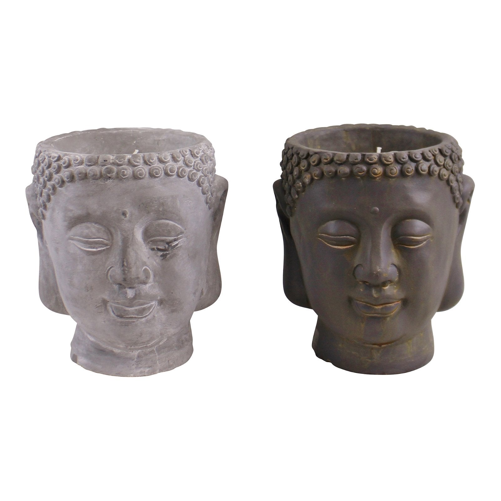 Set of 2 Large Cement Buddha Design Candles-0