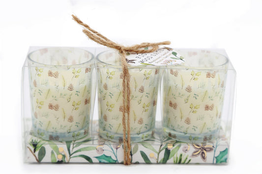 Set Of 3 Alpine Sage Candles 6cm-0