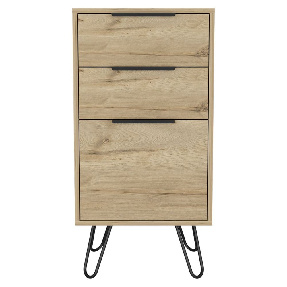 Light Dresser Skyoner, Hairpin Legs, Superior Top,Three Drawers, Light Oak Finish-2