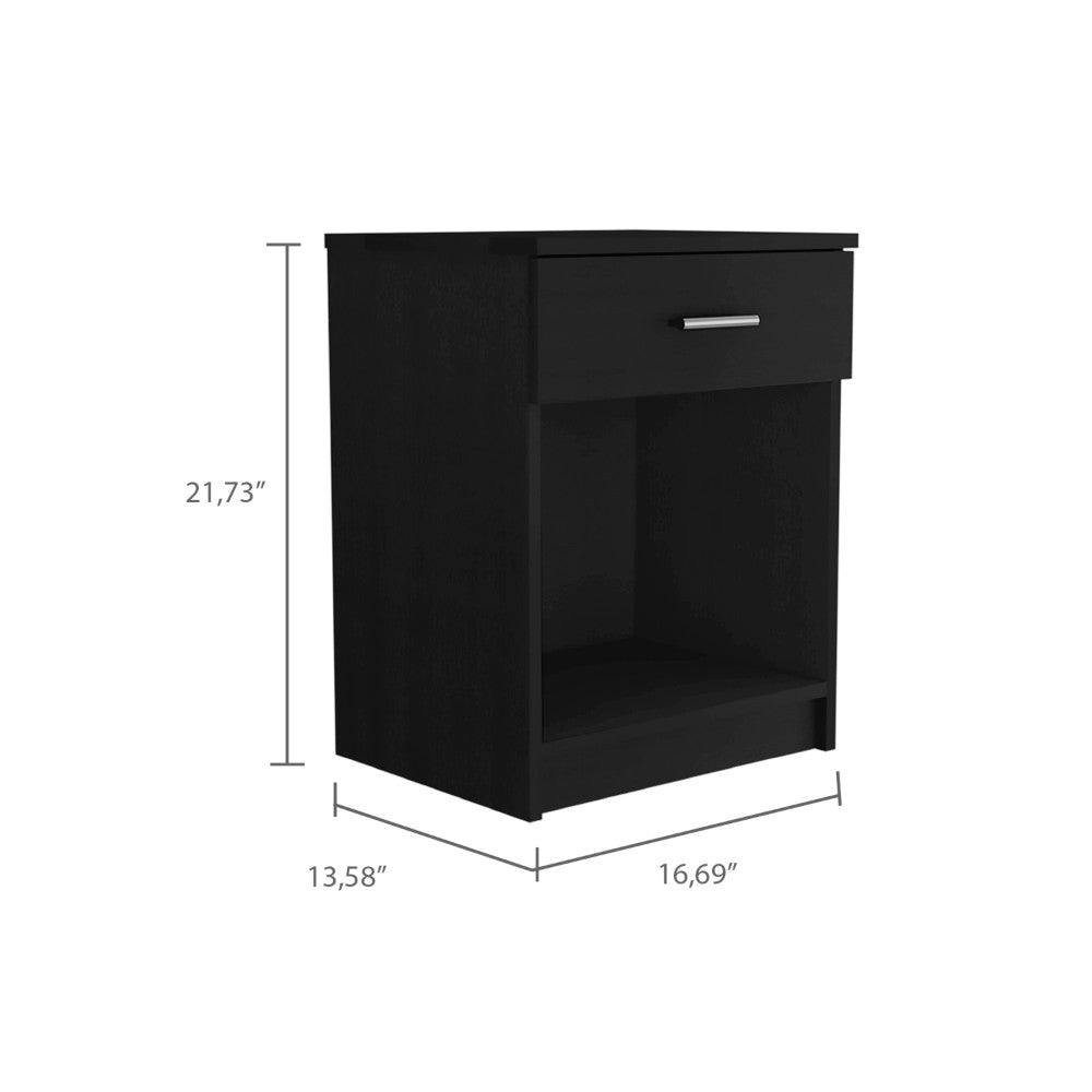 Nightstand Coco, Single Drawer, Lower Shelf, Black Wengue Finish-7