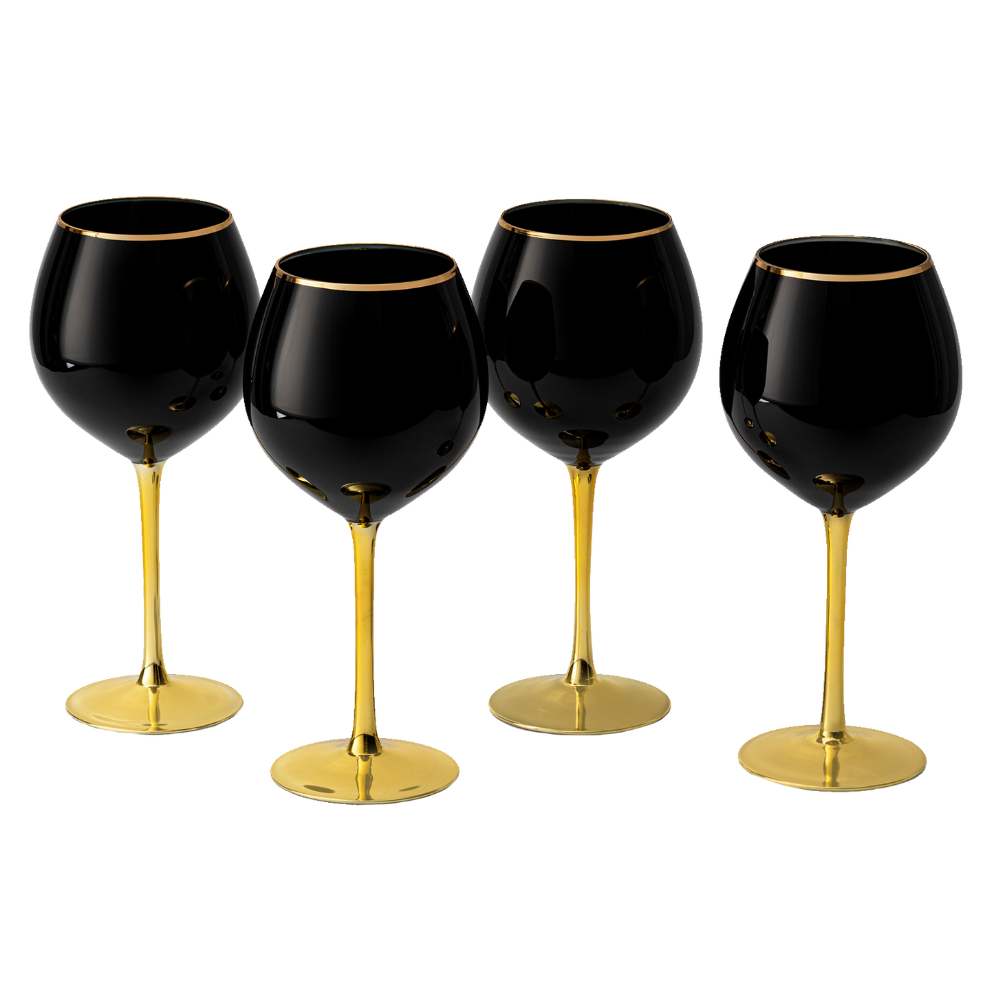 The Wine Savant Set of 4 Black Wine Glasses Gold Stemmed 14 oz Gold Rim Wine Glasses, Black Colored Wine Glasses Luxury Wine Glassware Wine Tasting, Wedding Gift, Anniversary, Birthday-0