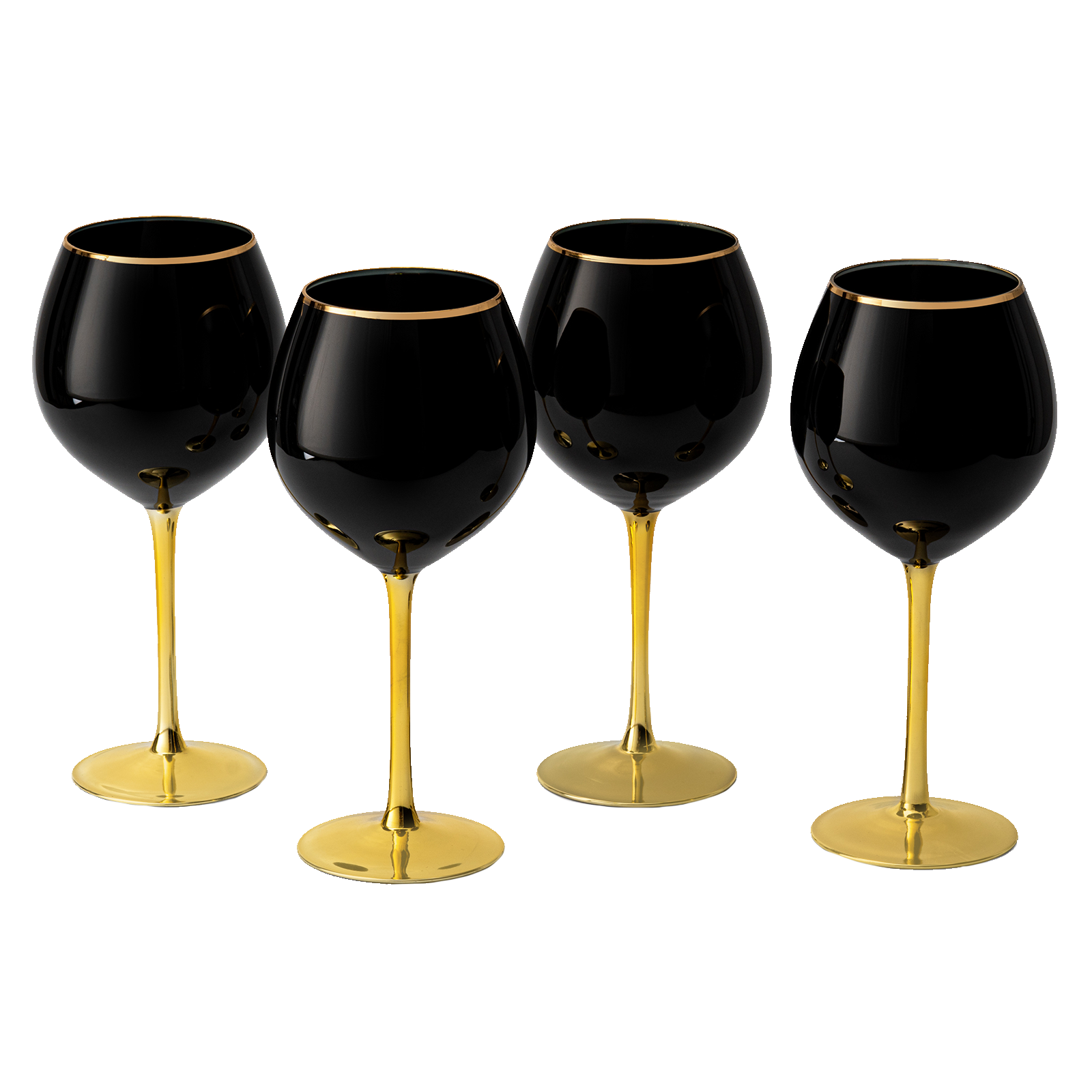 The Wine Savant Set of 4 Black Wine Glasses Gold Stemmed 14 oz Gold Rim Wine Glasses, Black Colored Wine Glasses Luxury Wine Glassware Wine Tasting, Wedding Gift, Anniversary, Birthday-0