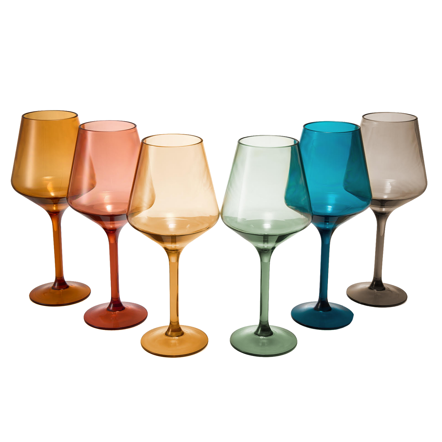 European Style Crystal, Stemmed Wine Glasses, Acrylic Glasses Tritan Drinkware, Unbreakable Muted Color | Set of 6 | Shatterproof BPA-free plastic, Reusable, All Purpose Glassware, Hand Wash Only 15oz-0