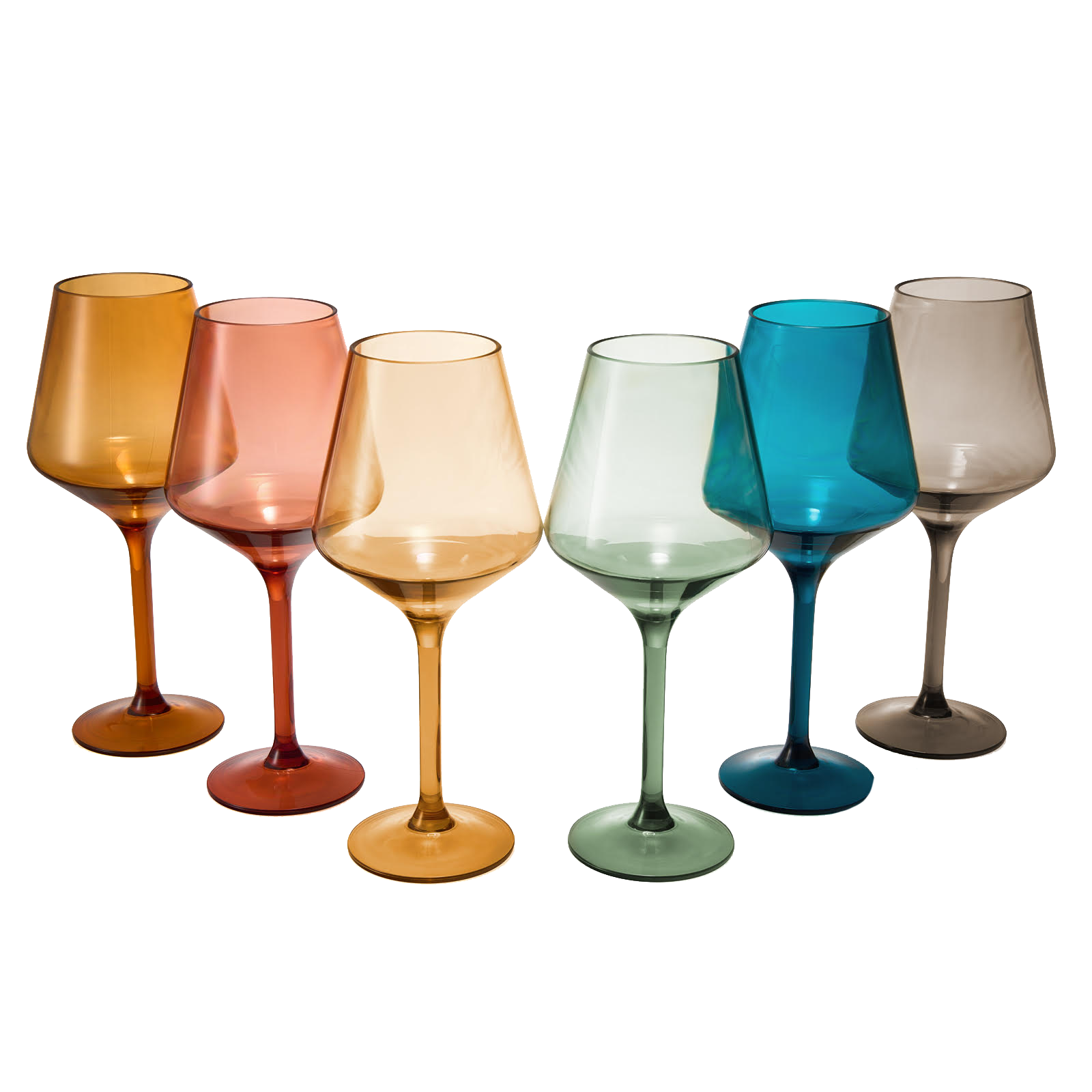 European Style Crystal, Stemmed Wine Glasses, Acrylic Glasses Tritan Drinkware, Unbreakable Muted Color | Set of 6 | Shatterproof BPA-free plastic, Reusable, All Purpose Glassware, Hand Wash Only 15oz-0