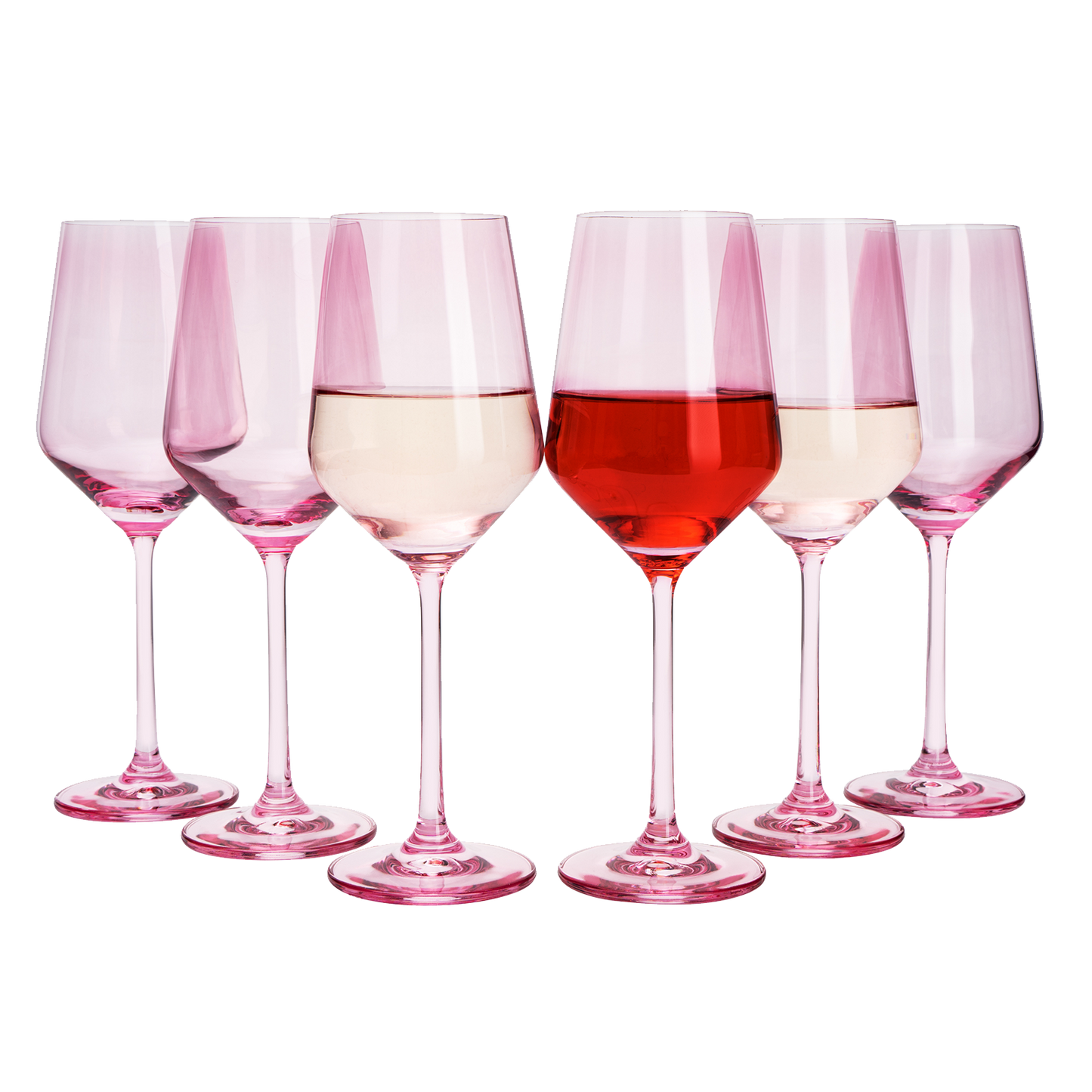 Colored Wine Glass Set,12 oz Glasses Set of 6, Unique Italian Style Tall Stemmed for White & Red Wine, Water, Margarita Glasses, Color Tumbler, Gift, Viral Beautiful Glassware (Blush Pink)-0