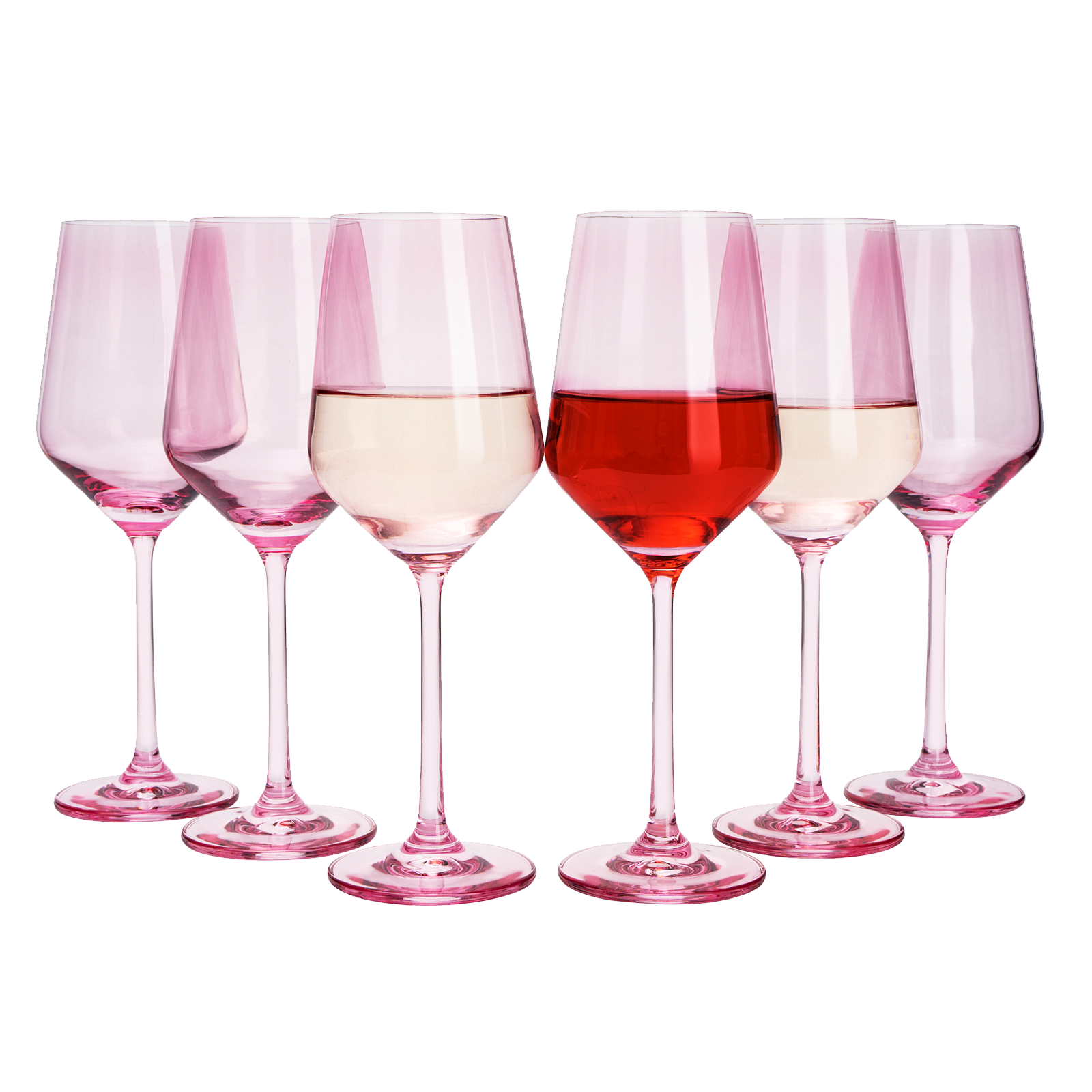 Colored Wine Glass Set,12 oz Glasses Set of 6, Unique Italian Style Tall Stemmed for White & Red Wine, Water, Margarita Glasses, Color Tumbler, Gift, Viral Beautiful Glassware (Blush Pink)-0