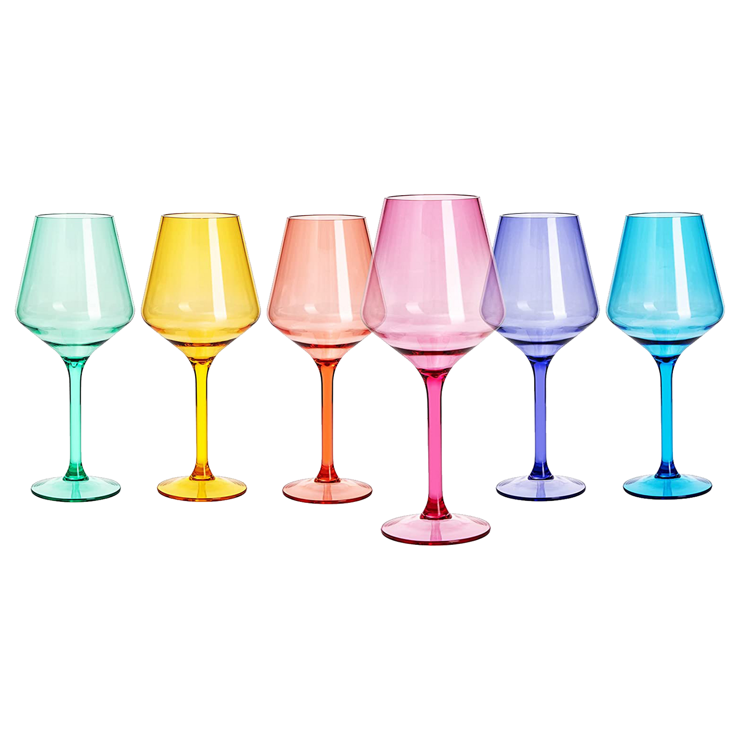 European Style Crystal, Stemmed Wine Glasses, Acrylic Glasses Tritan Drinkware, Unbreakable Colored, 6 - Set - Shatterproof BPA-free plastic, Reusable, All Purpose Glassware, Hand Wash Only 15oz-0