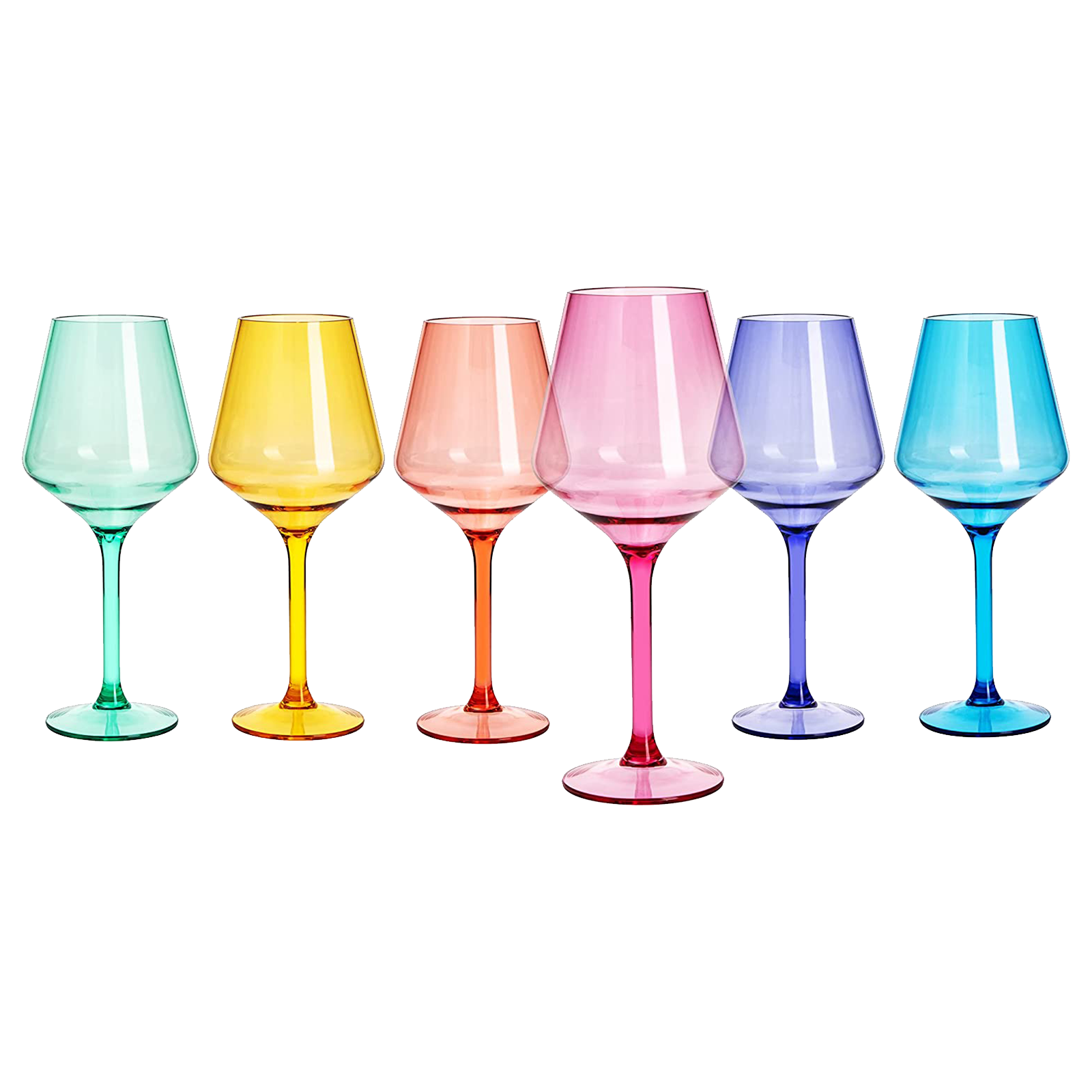 European Style Crystal, Stemmed Wine Glasses, Acrylic Glasses Tritan Drinkware, Unbreakable Colored, 6 - Set - Shatterproof BPA-free plastic, Reusable, All Purpose Glassware, Hand Wash Only 15oz-0