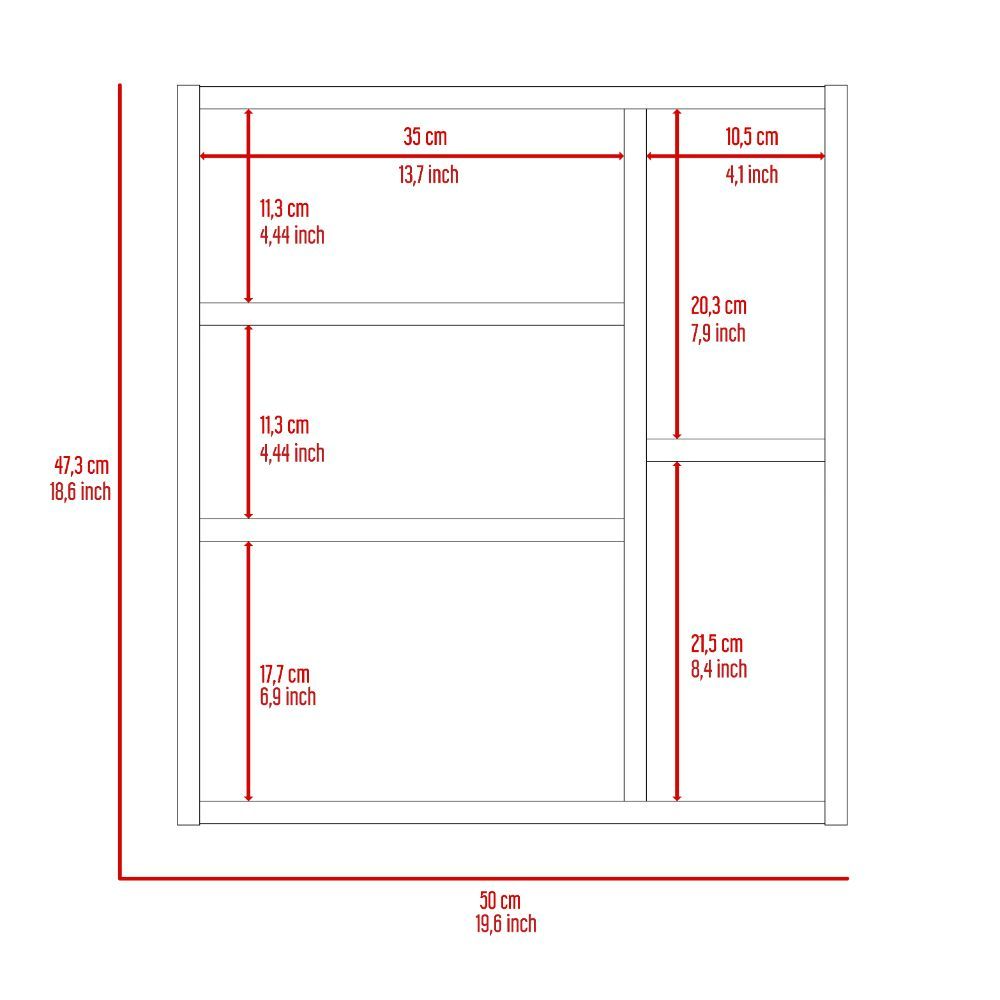 Medicine Cabinet Viking, Three Internal Shelves, Single Door, Two External Shelves, Light Gray Finish-8