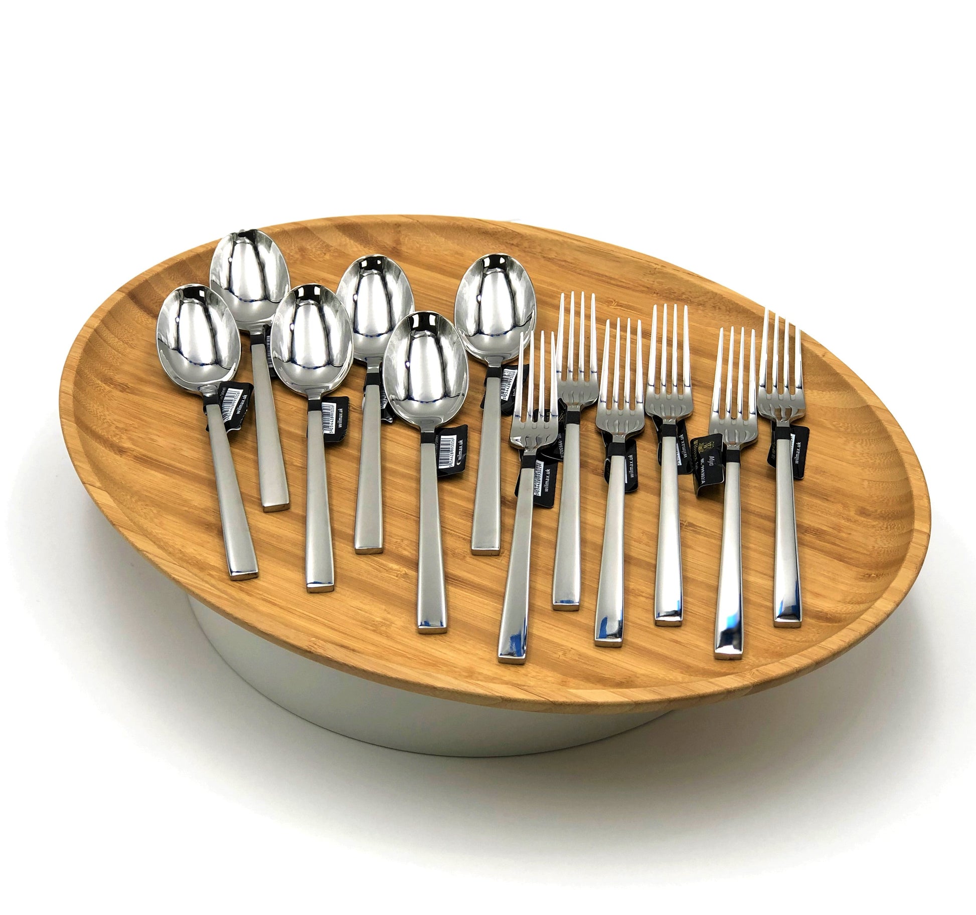 13 Piece 18/10 Stainless Steel Fork And Spoon Dinner Set By With A Square Solid Handle-0