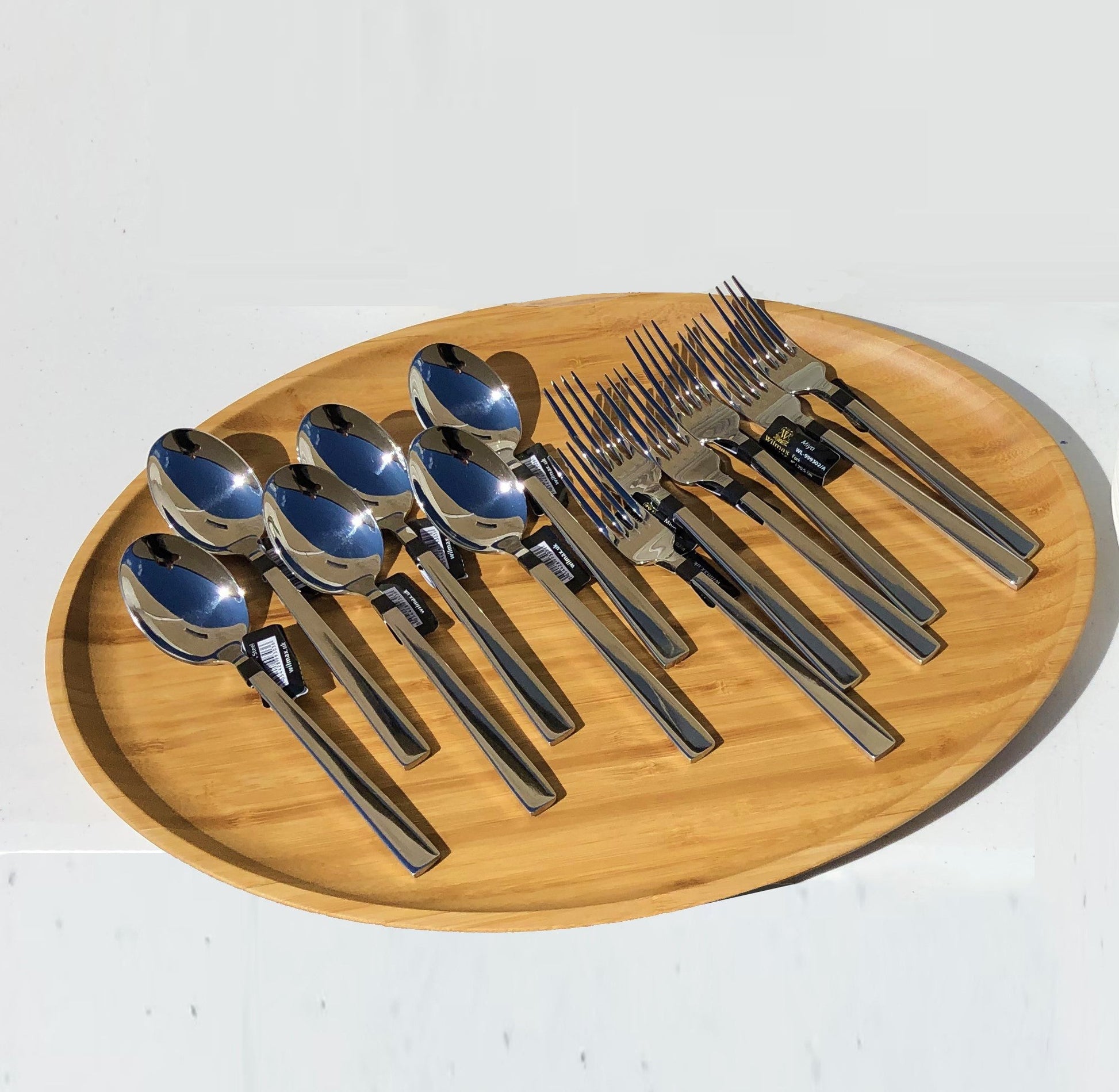 13 Piece 18/10 Stainless Steel Fork And Spoon Dinner Set By With A Square Solid Handle-2