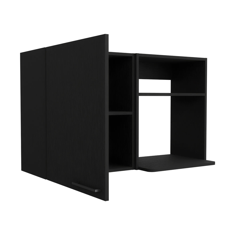 Kitchen Wall Cabinet Bussolengo, Two Shelves, Black Wengue Finish-5