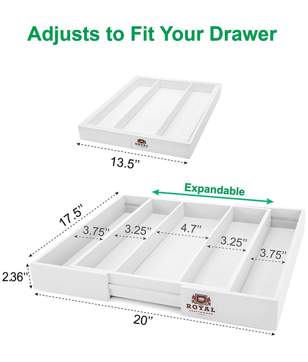 Cutlery And Utensil Organizer Tray White-4